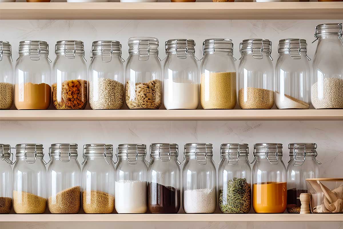 Shelf and space for storing food horiz