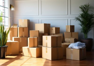 boxes on the floors during a move